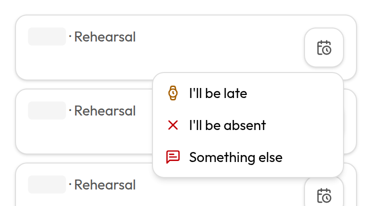 Absences event row status menu