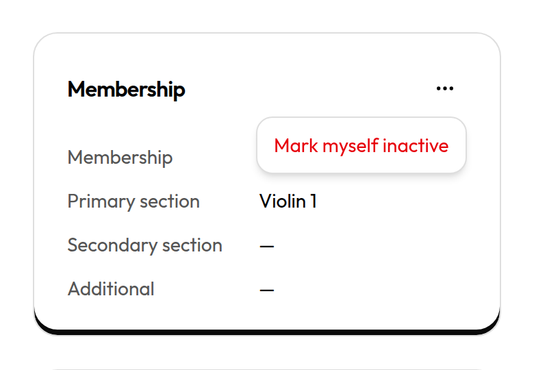 Membership actions menu with Mark myself inactive