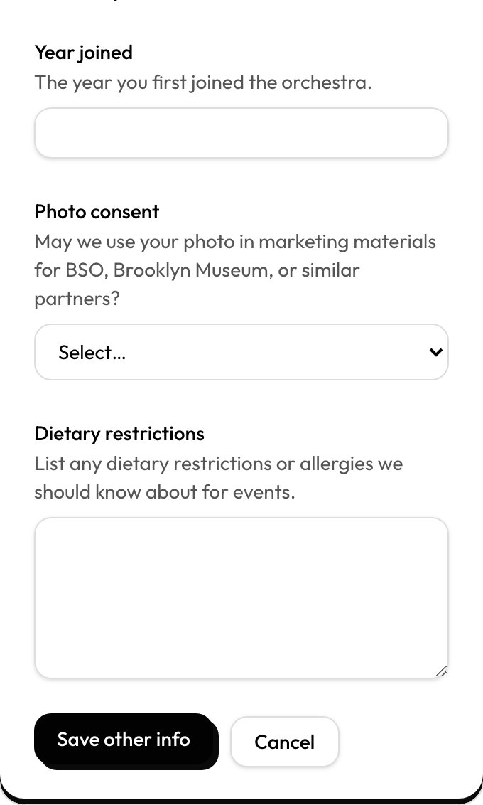 Other info response form