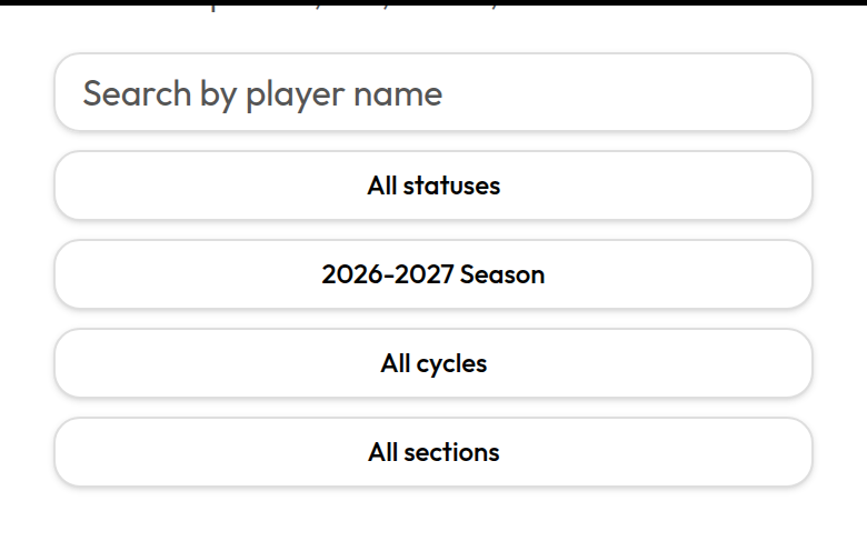 Attendance records ledger filters