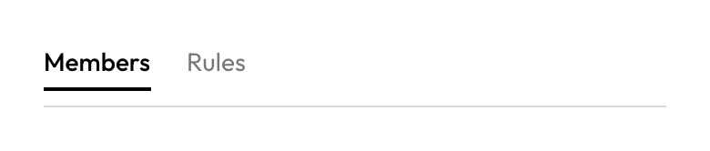 Email group detail tab bar with Members and Rules tabs