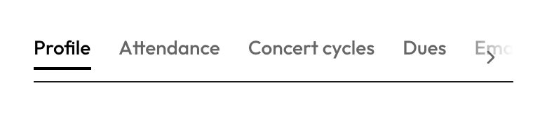 Player detail tab bar including Concert cycles
