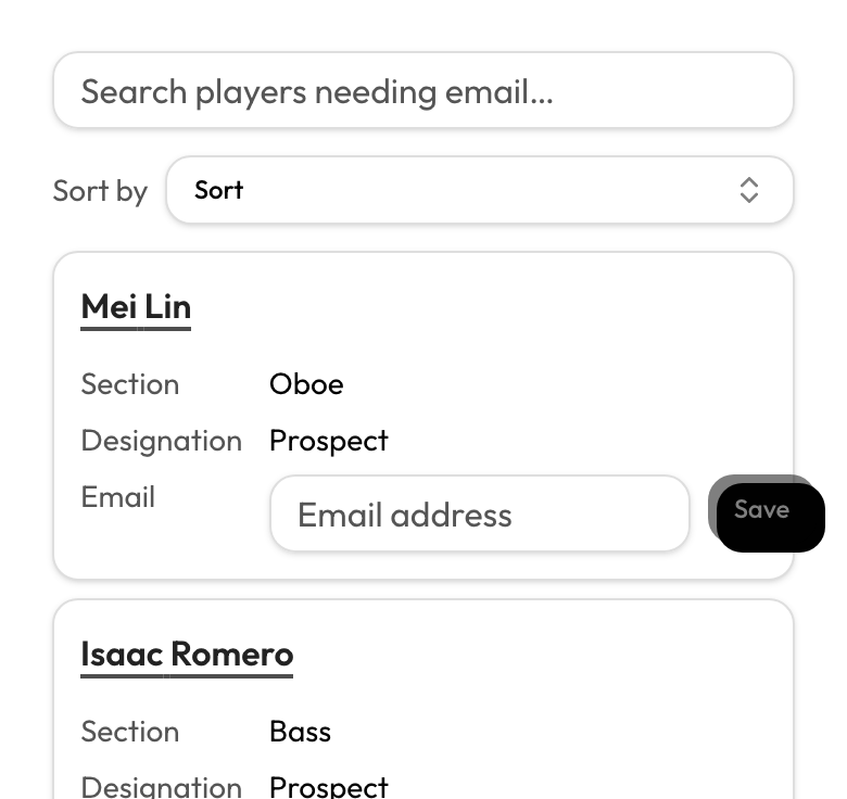 Players Needs follow-up tab