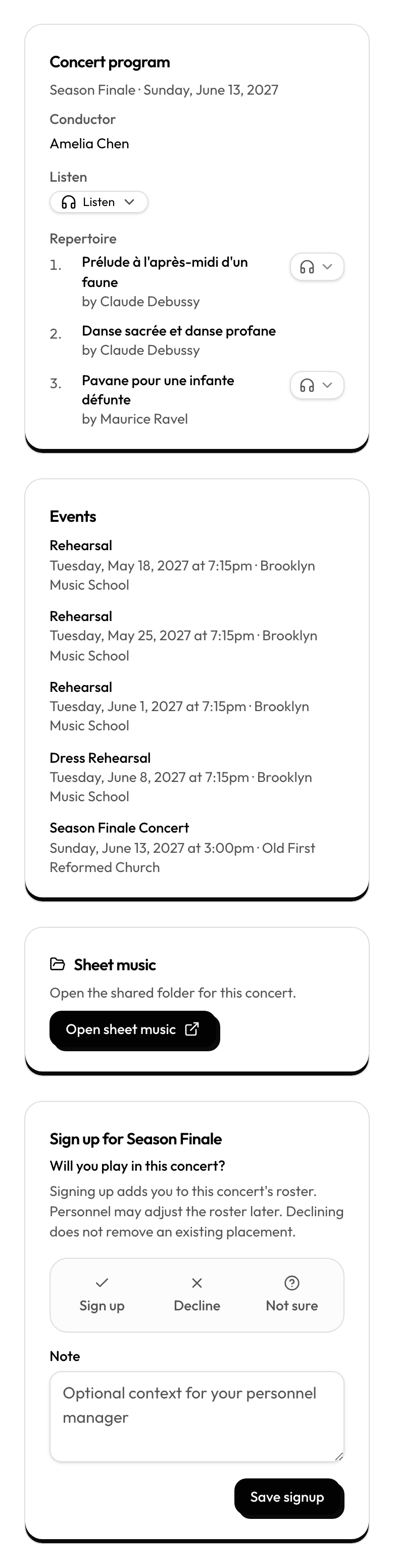Concert cycle signup form