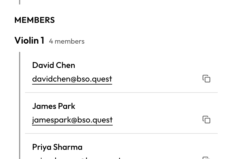 Directory members filtered by section