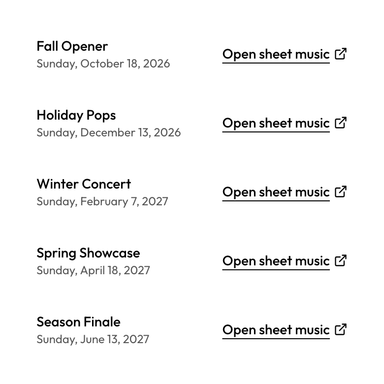 Sheet music list with an available Google Drive link and an unavailable cycle